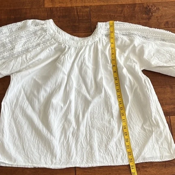 Sundance White Blouse with Lace Accents Amelie Daylight Rust Oversized Blouse - Picture 10 of 10